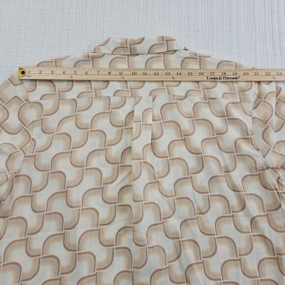 Ike Behar Crepe Shirt Men's XL Ecru and Blue Mod Short Sleeve Button Up NWT - Picture 12 of 15